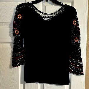 Joseph A , black beaded sweater, size large great condition